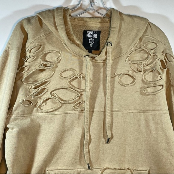 REBEL MINDS Distressed DESTROYED Cut PULLOVER SWEATSHIRT SZ XL - Picture 3 of 9